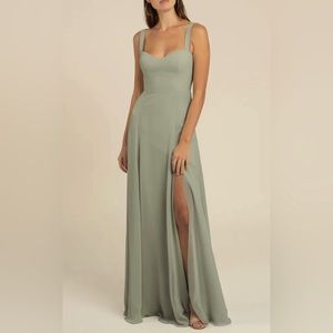 NEW NEVER WORN | Jenny Yoo Harris Dress Moss Luxe Chiffon | Size 14
